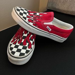 Red and checkered flame vans